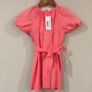 NEW Babychi Girls Sz 2-4Y Organic Coral Puff Sleeve Robe VIC Belt‎ 100% Cotton